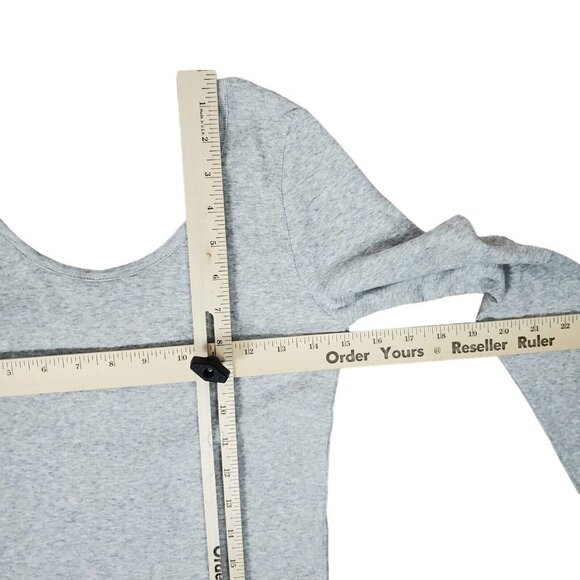 NEW Chaser Womens U Neck Long Sleeve Cropped Tee Shirt S Gray U Back Top - Picture 9 of 10